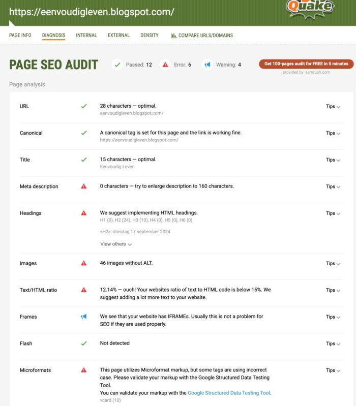 seoquake eenvoudig leven